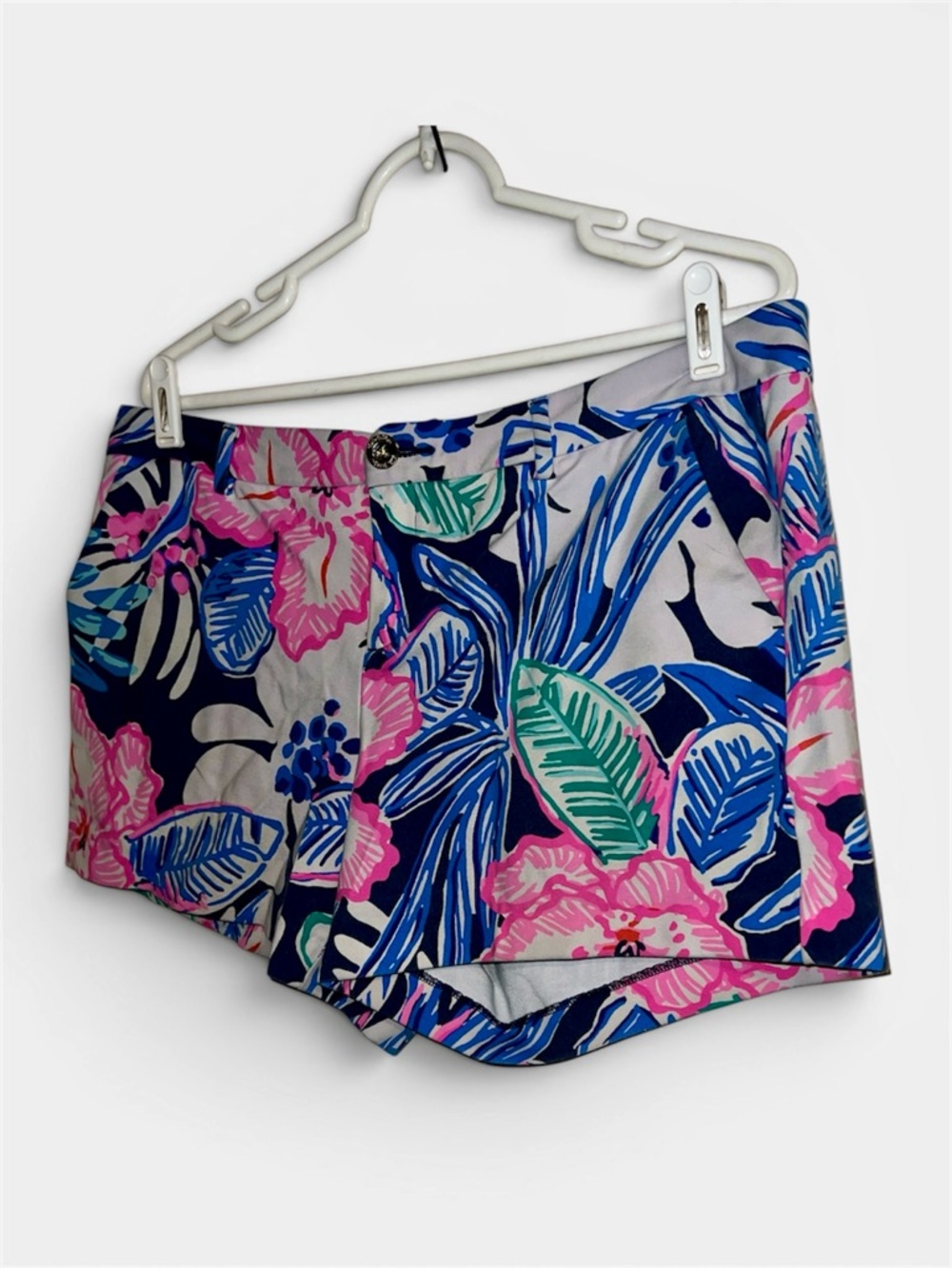 Lilly Pulitzer Callahan Knit Shorts High Tide Navy Sugar Mambo SZ 16